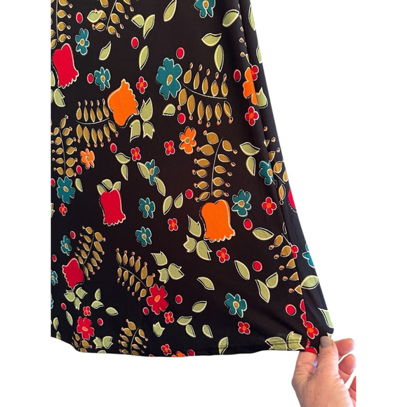 LulaRoe Floral Stretch MIDI Dress Womens MEDIUM Multicolor Flowers Short Sleeves - Picture 7 of 16